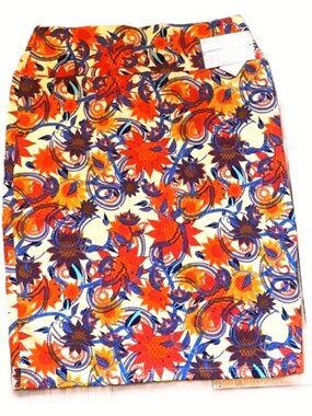 LuLaRoe Cassie Pencil Skirt Bodycon Large Floral Paisley Bohemian Artsy